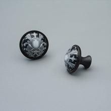 Load image into Gallery viewer, 3&quot; (76mm) Antique Black Flower Ceramic Knobs &amp; Pulls | Dresser, Drawer, Kitchen Cabinet &amp; Door Hardware

