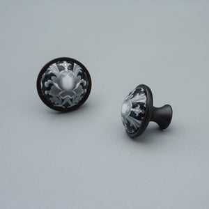 3" (76mm) Antique Black Flower Ceramic Knobs & Pulls | Dresser, Drawer, Kitchen Cabinet & Door Hardware