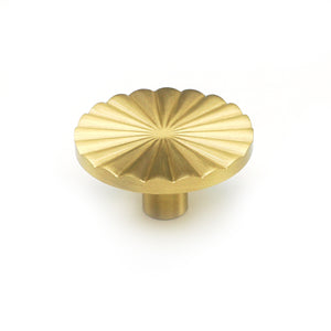 Solid Brass Round Sun Knobs & Pulls | Gold Chrome | Cabinet, Drawer, Dresser & Kitchen Hardware