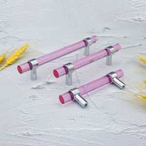 Customizable Blue, Pink & Clear Acrylic Pulls & Knobs | Drawer, Dresser, Cabinet & Bathroom Hardware