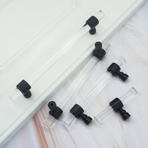 Custom Black & Clear Acrylic Cabinet Door Handles | Kitchen & Bathroom Drawer Pulls, Dresser Knobs
