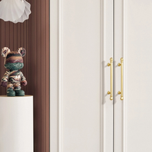 Load image into Gallery viewer, 3.78&quot;, 5&quot;, 7.55&quot; Brushed Brass &amp; Shiny Gold Knobs &amp; Pulls | Cabinet, Dresser, Drawer &amp; Kitchen Cupboard Handles
