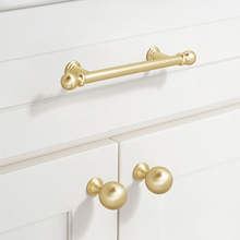 Load image into Gallery viewer, 3.78&quot;, 5&quot;, 7.55&quot; Brushed Brass &amp; Shiny Gold Knobs &amp; Pulls | Cabinet, Dresser, Drawer &amp; Kitchen Cupboard Handles
