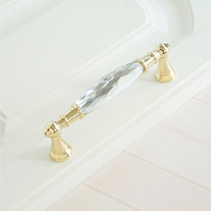 3.78" & 5" Gold, Clear & Chrome Crystal Dresser Knobs | Modern Drawer Pulls & Cabinet Handles for Cupboard, Closet