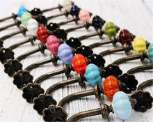 Load image into Gallery viewer, Vintage Cast Iron &amp; Ceramic Pumpkin Wall Hooks | Decorative Coat Hooks | DIY Decor
