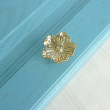 Load image into Gallery viewer, Gold Brass Flower Knobs | Kitchen Cupboard &amp; Drawer Pulls, Cabinet &amp; Dresser Handles, Furniture Hardware
