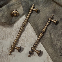 Load image into Gallery viewer, 3.78&quot;, 5&quot; &amp; 6.3&quot; Aged Brass &amp; Antique Bronze Drawer Knobs | Euro Style Cabinet Handles, Kitchen &amp; Dresser Pulls | Cabinet Hardware
