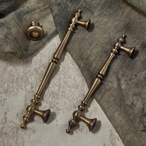 3.78", 5" & 6.3" Aged Brass & Antique Bronze Drawer Knobs | Euro Style Cabinet Handles, Kitchen & Dresser Pulls | Cabinet Hardware