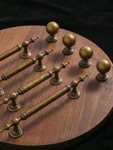 Load image into Gallery viewer, French Mid-Century Wabi-Sabi Antique Brass Long Pulls, Brushed Cabinet &amp; Wardrobe Door Handles
