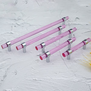 Customizable Blue, Pink & Clear Acrylic Pulls & Knobs | Drawer, Dresser, Cabinet & Bathroom Hardware