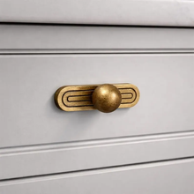 Load image into Gallery viewer, Vintage Cabinet Pulls with Backplate | Antique Gold Ball Bar Handles for Kitchen &amp; Wardrobe
