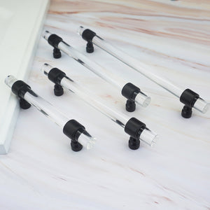 Custom Black & Clear Acrylic Cabinet Door Handles | Kitchen & Bathroom Drawer Pulls, Dresser Knobs