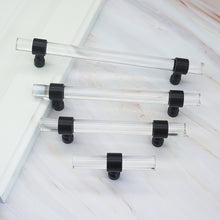 Load image into Gallery viewer, Custom Black &amp; Clear Acrylic Cabinet Door Handles | Kitchen &amp; Bathroom Drawer Pulls, Dresser Knobs
