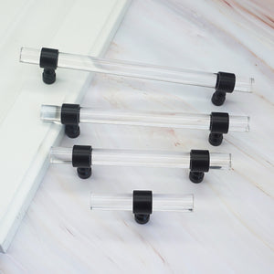Custom Black & Clear Acrylic Cabinet Door Handles | Kitchen & Bathroom Drawer Pulls, Dresser Knobs
