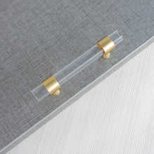 Load image into Gallery viewer, 2.5&quot;-10&quot; Acrylic &amp; Brass Clear/Crystal Pulls, Knobs &amp; Handles | Drawer, Dresser, Cabinet &amp; Bathroom Hardware
