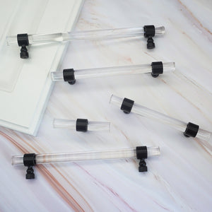 Custom Black & Clear Acrylic Cabinet Door Handles | Kitchen & Bathroom Drawer Pulls, Dresser Knobs