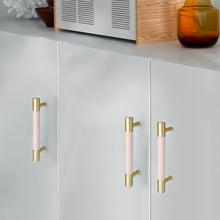 Load image into Gallery viewer, 3.78&quot;-8.8&quot; Pink Cowhide &amp; Brass Pulls, Knobs &amp; Handles | Cabinet, Dresser, Drawer, Kitchen &amp; Wardrobe Hardware
