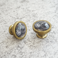 Load image into Gallery viewer, Steampunk Gear Vintage Antique Knobs, Pulls &amp; Handles (Bronze, Silver, Glass) | Unique Cabinet, Drawer, Dresser &amp; Kitchen Door Hardware
