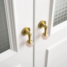 Load image into Gallery viewer, Crystal Stone &amp; Brass Knobs, Pulls &amp; Handles (Pink, White, Clear) | Ball Drop Design for Dresser, Drawer &amp; Cabinet Door Hardware
