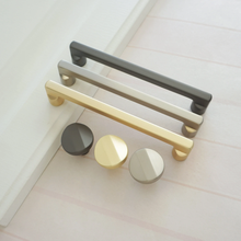 Load image into Gallery viewer, 3.78&quot;, 5.0&quot;, 6.3&quot;, 7.55&quot;, 8.8&quot;, 12.6&quot; Brushed Brass &amp; Gray Nickel Drawer Pulls | Kitchen Cabinet, Closet &amp; Wardrobe Handles, Knobs
