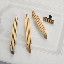 Load image into Gallery viewer, Brass &amp; Pure Copper Modern Nordic Cabinet Handles | Simple Wardrobe Door &amp; Drawer Pulls, Kitchen Cabinet Pulls

