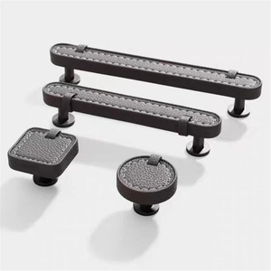 3.78", 5" Leather Drawer Pulls | Khaki White Black Knobs, Cabinet Door & Dresser Handles, Kitchen Hardware