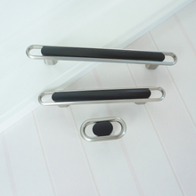 Load image into Gallery viewer, 3.78&quot;-5&quot; Modern Black &amp; Brushed Nickel Knobs, Pulls &amp; Handles | Cabinet, Drawer, Dresser, Kitchen &amp; Cupboard Hardware
