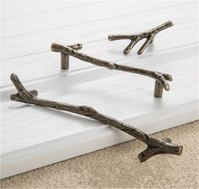 Load image into Gallery viewer, 3.75&quot;, 5&quot; (96, 128mm) Branches &amp; Twigs Cabinet Knobs | Antique Bronze, Silver, Black Drawer Pulls, Dresser Handles, Furniture Hardware
