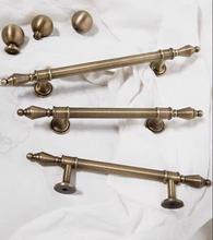 Load image into Gallery viewer, Antique Brass French Cabinet Pulls, Mid-Century Luxury Surface Mount Retro Handles for Kitchen Drawer Wardrobe

