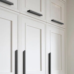 2.5", 3", 3.75", 5", 6.3", 7.56", 8.8", 10" & 12.6" Brushed Brass & Black Drawer Pulls | Dresser, Closet Wardrobe & Kitchen Cabinet Knobs & Decor Handles