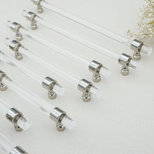Load image into Gallery viewer, 3.0&quot;-14.0&quot; Customizable Clear Silver Lucite/Acrylic Pulls &amp; Knobs | Dresser, Wardrobe, Drawer &amp; Cabinet Hardware
