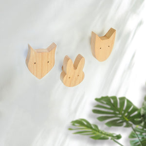 Kids Room Animal Wood Wall Hooks - Decorative Coat Hooks for Children's Room