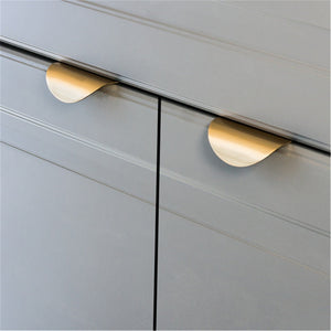 Leaf Invisible Brass Gold Drawer Pulls | Modern Decorative Cabinet & Wardrobe Cupboard Handles, Pulls