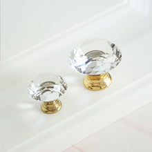 Load image into Gallery viewer, 3.78&quot; &amp; 5&quot; Gold, Clear &amp; Chrome Crystal Dresser Knobs | Modern Drawer Pulls &amp; Cabinet Handles for Cupboard, Closet
