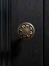 Load image into Gallery viewer, Sunflower Shape Antique Bronze Brass Knobs, Mid-Century French Single Hole Minimalist Handles for Drawers and Cabinets
