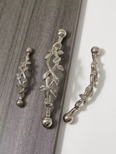 Load image into Gallery viewer, Mid-Century Titanium Silver Brass Vine Drawer Pulls, Creative Handles for Kids Room, Kitchen, Shoe Cabinets and Wardrobes
