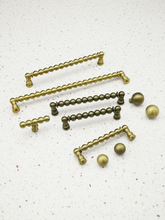 Load image into Gallery viewer, Antique Bronze Pearl Detail Drawer Pulls 96mm - Vintage Handles for Kitchen &amp; Dresser
