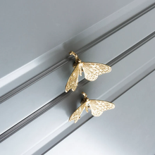Load image into Gallery viewer, Solid Brass Gold Butterfly Cabinet Knobs &amp; Pulls | Custom Engraved Animal Drawer Handles for Kitchen &amp; Closet
