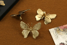 Load image into Gallery viewer, Solid Brass Butterfly Cabinet Knobs &amp; Pulls | Gold Animal Drawer Handles for Kitchen &amp; Closet
