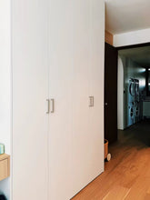Load image into Gallery viewer, Minimalist French Brass Cabinet Pulls, Titanium Silver Mid-Century Long Drawer Handles with Small Round Knobs for Furniture
