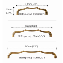 Load image into Gallery viewer, Wavy Antique Bronze Drawer Pulls | Curved Antique Gold Cabinet Pulls | Decorative Dresser Cabinet Hardware
