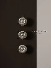 Load image into Gallery viewer, Brass French Maximalist Vintage Round Cabinet Pulls, Nickel Plated Rust-Proof Titanium Silver Drawer Knobs

