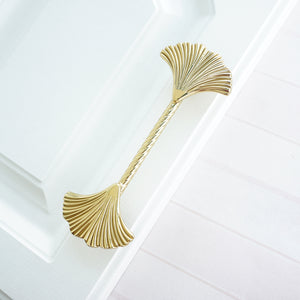 3.78"-5.0" Ginkgo Solid Brass Pulls, Knobs & Handles | Kitchen, Cabinet, Dresser & Drawer | Gift-Worthy Hardware