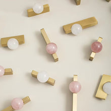Load image into Gallery viewer, Light Luxury Long Brass Pull Handles with Natural Crystal Ball, Premium Hardware for Cabinets, Shoe Cabinets and Drawers

