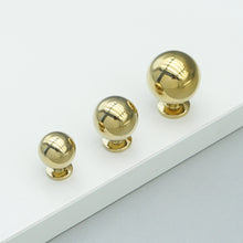 Load image into Gallery viewer, Brass Round Ball Cabinet Knobs | Polished Gold Chrome Single Hole Drawer Pulls, Solid Spherical Dresser Cupboard Door Knobs
