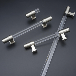 Brushed Nickel Kitchen Handles | Clear Acrylic & Black Wardrobe Pulls, Cabinet & Drawer Knobs, Hardware