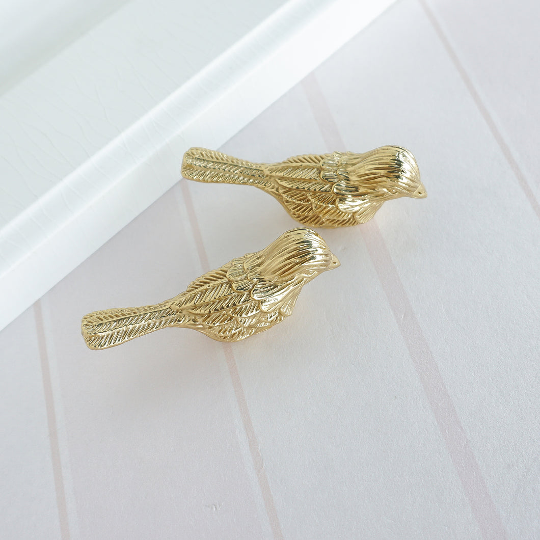 Solid Brass Bird Knobs, Pulls & Handles | Drawer, Dresser, Kitchen & Cabinet | Decor Furniture Hardware