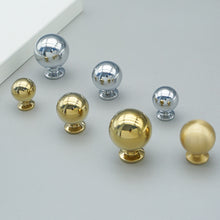 Load image into Gallery viewer, Brass Round Ball Cabinet Knobs | Polished Gold Chrome Single Hole Drawer Pulls, Solid Spherical Dresser Cupboard Door Knobs
