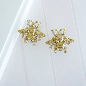 Gold Brass Bee Knobs | Drawer Pulls for Dresser, Kitchen Cabinet & Door | Decorative Furniture Hardware