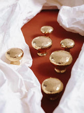 Load image into Gallery viewer, Gold Mushroom Brass Knobs with Hand Hammered Texture, Luxury Single Hole Small Handles for Drawers, Closets and Shoe Cabinets
